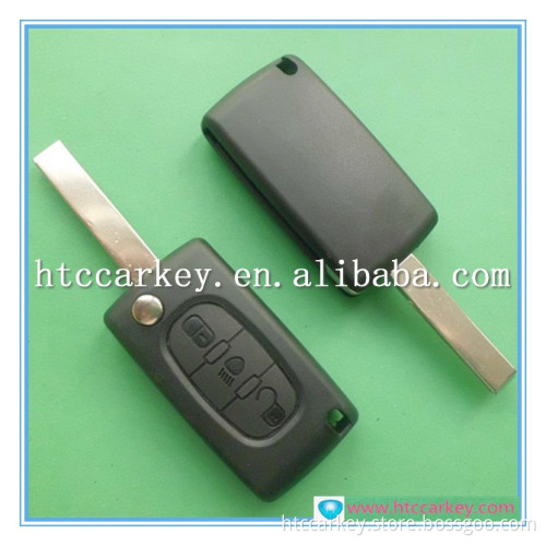 High quality car key shell for 3 button Peugeot flip key case